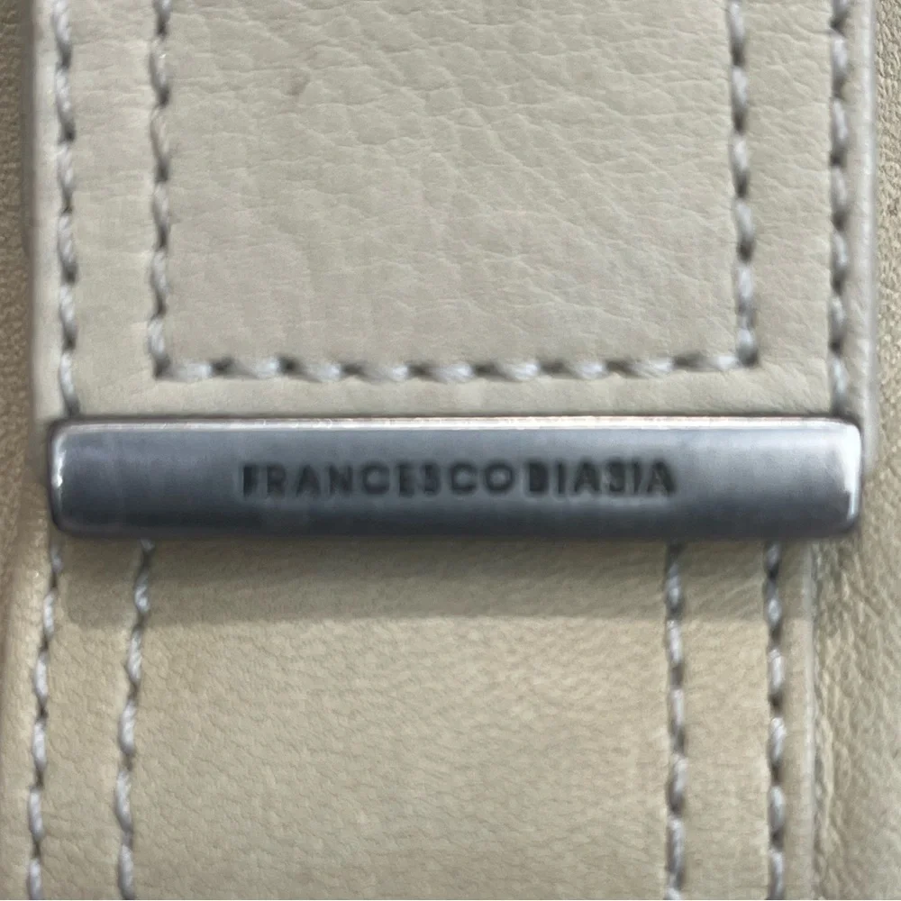 Frances Cobiasia Classic Leather Cream Shoulder Hobo Buckle Bag Made in Italy